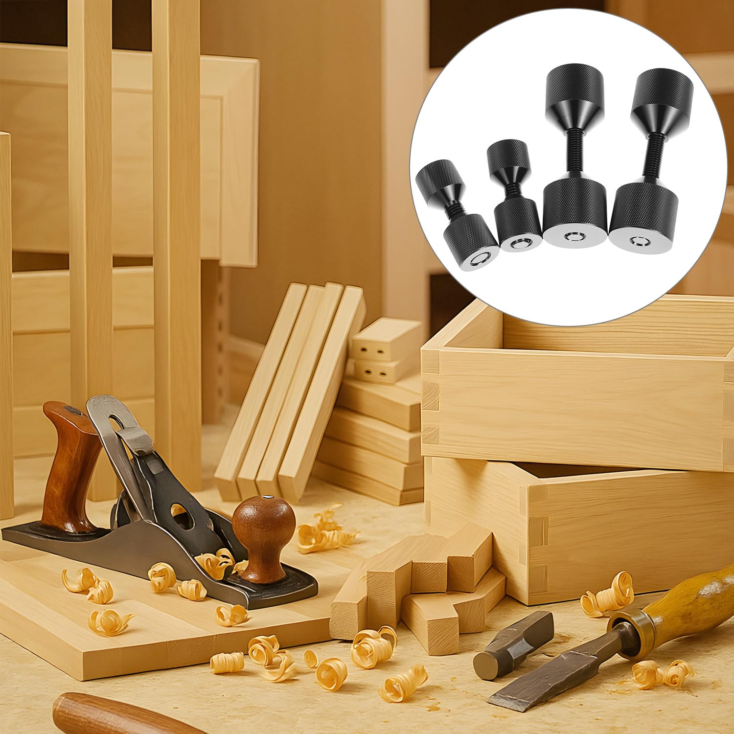 QWORK Aluminum Flange Two Hole Alignment Pins 4 Pcs, Dual Pin Sizes (1-1/8" & 1-5/8"), Corrosion Resistant, Versatile Design for Mechanical, Automotive, and Industrial Applications