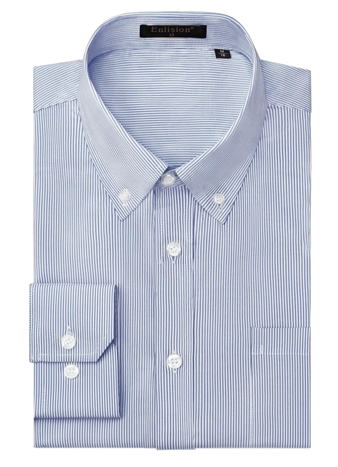 Enlision Camisa de Vestir Manga Larga para Hombre Camisas de Rayas con Botones Regular Fit