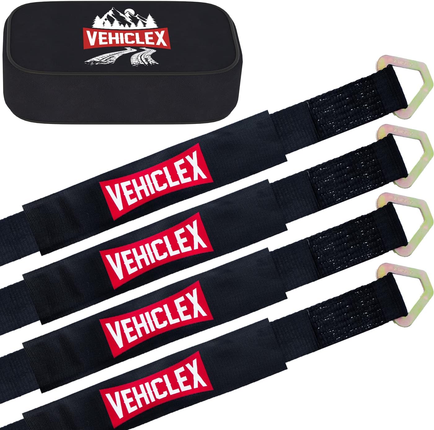 Vehiclex Reinforced Axle Tie Down Straps 2 x 38 Inch, 4 PCS Kit