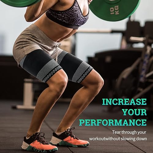 Miniatura 4 de ABYON Mangas de compresión de muslo (par), manga de compresión de isquiotibiales para alivio y recuperación del dolor de cuádruple y ingle, soporte