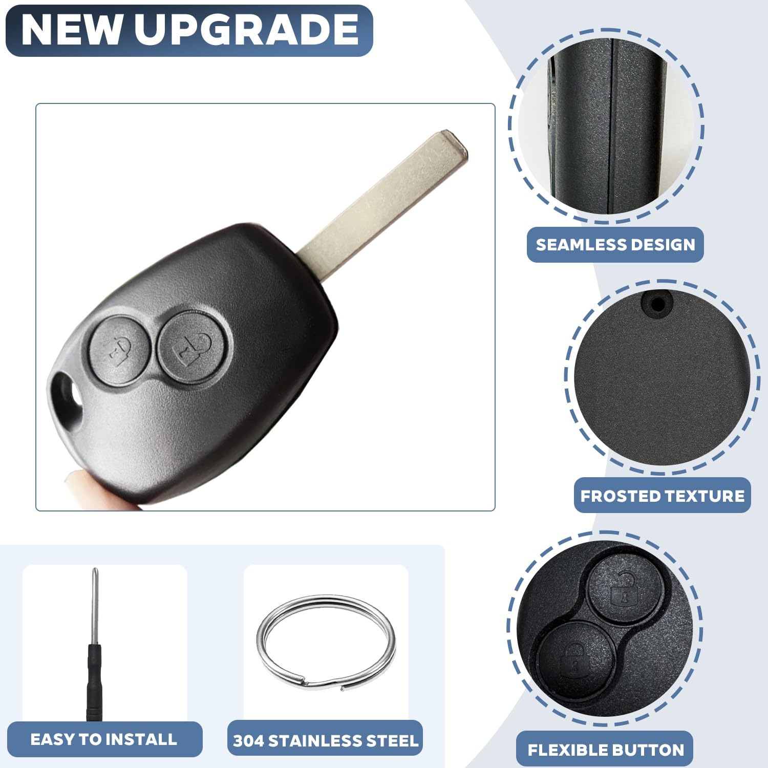 Guscio Chiave Auto 2 Pezzi Compatibile con Renault Clio 3 Twingo 2 Master 3 Kangoo 2 Trafic Modus Dacia Telecomando Custodia Ricambio