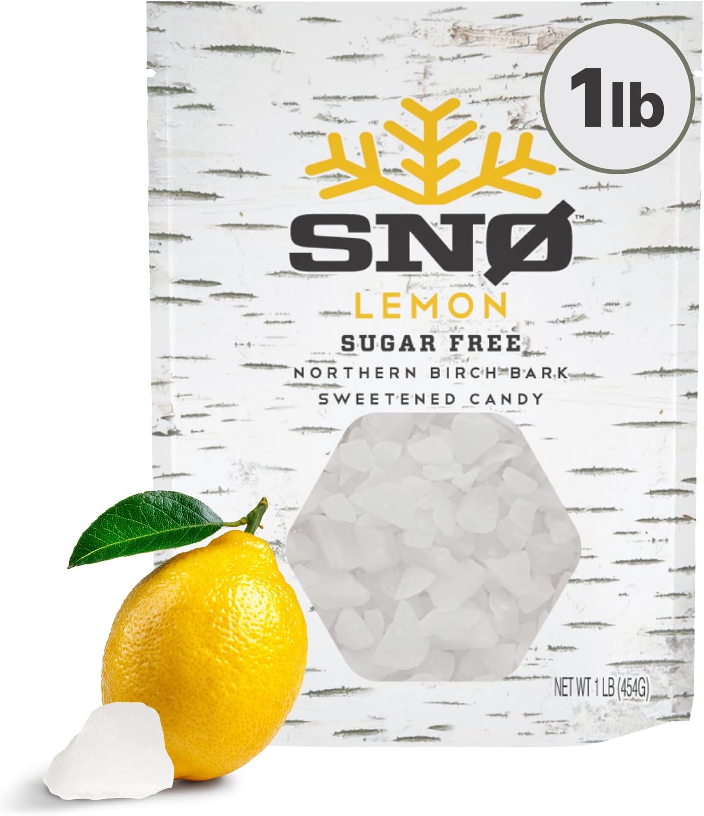 SNØ Lemon Xylitol Candy Chips (1lb Bag) | Pure Birch Xylitol, Oral Health Support | Sugar-Free, Aspartame-Free, No Artificial Ingredients, Gluten-Free, Keto, Vegan