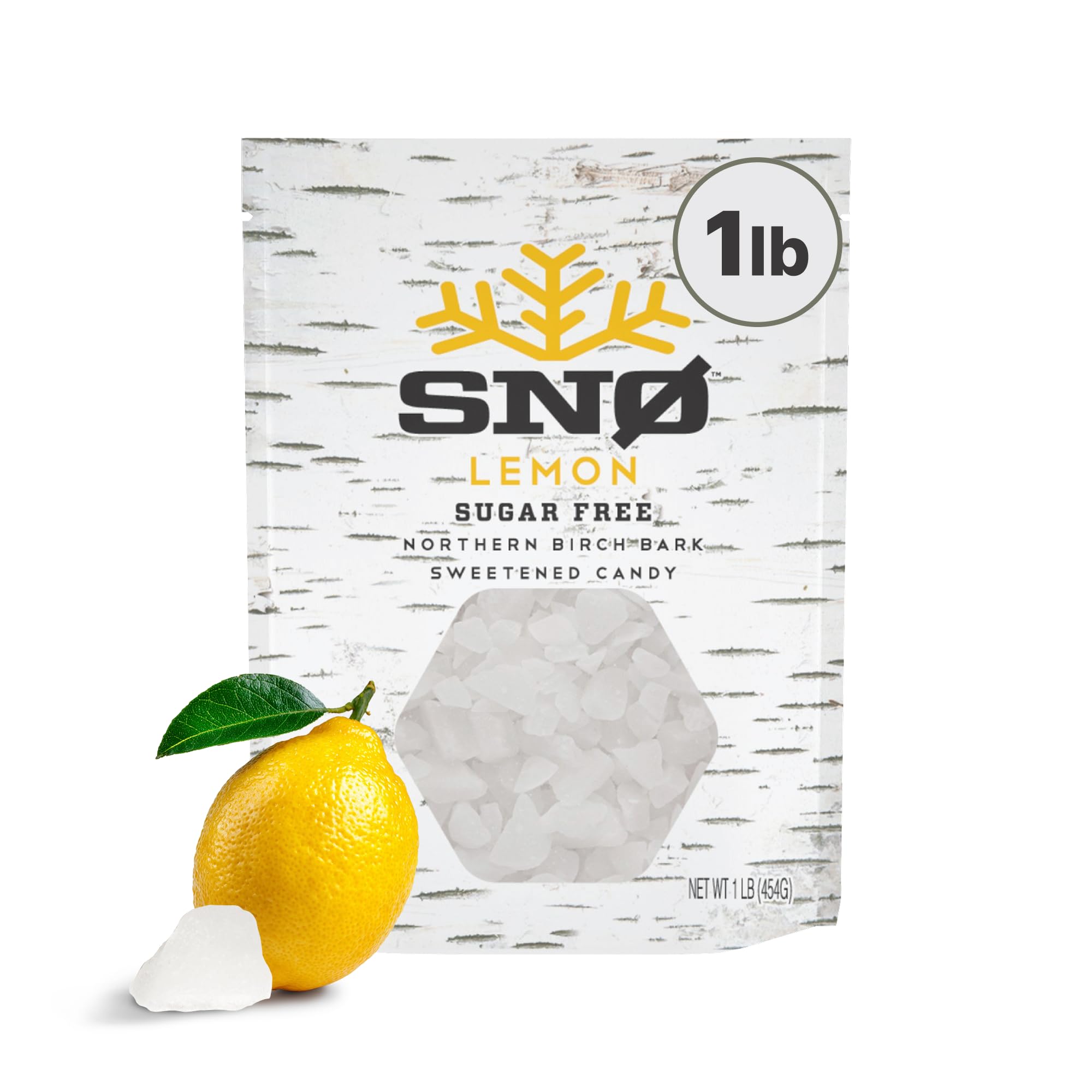 SNØ Lemon Xylitol Candy Chips | Oral Health Support | Pure Birch Xylitol | Sugar-Free, Low-Carb, Diabetic-Friendly | Vegan, Non-GMO, Gluten-Free, Kosher, Keto-friendly (1 LB Bag)