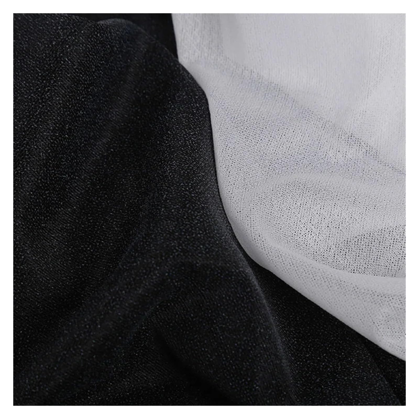 Tessuto Termoadesiva Interfodera Fodera Adesiva Elastica Lavorata a Maglia su Quattro Lati, Lavabile, Morbida, in Tessuto, for Fai da Te, Cucito, Patchwork, Accessori(Black 5x1.5m)