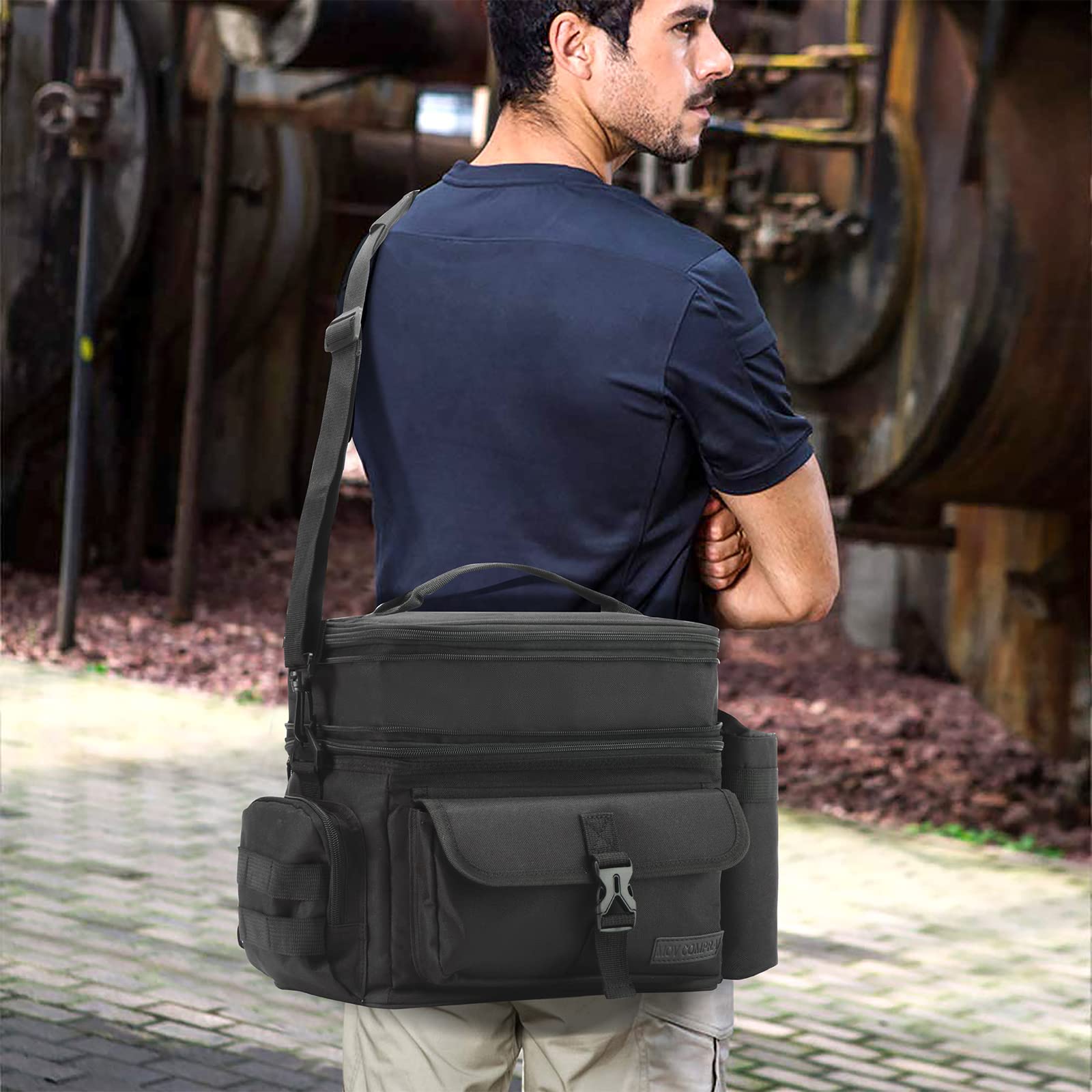 MOV COMPRA Lonchera táctica para hombre, expandible, doble cubierta, aislada, a prueba de fugas, gran capacidad, con bolsa para botella de agua Molle, para adultos, para trabajo, picnic, campamento