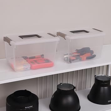 Citylife 8Packs 5L Plastic Storage Boxes with Lids, Clear Stackable Storage Box with Handle, Collection Boxes for Organizing Toys, Snacks, Tools, 26 * 18 * 15CM