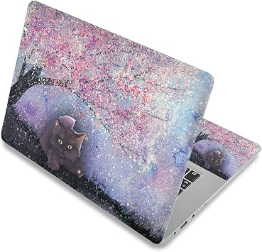 Laptop Skin Sticker Decal,12" 13" 13.3" 14" 15" 15.4" 15.6 inch Laptop Skin Sticker Cover Art Decal Protector Notebook PC Plum & Cat