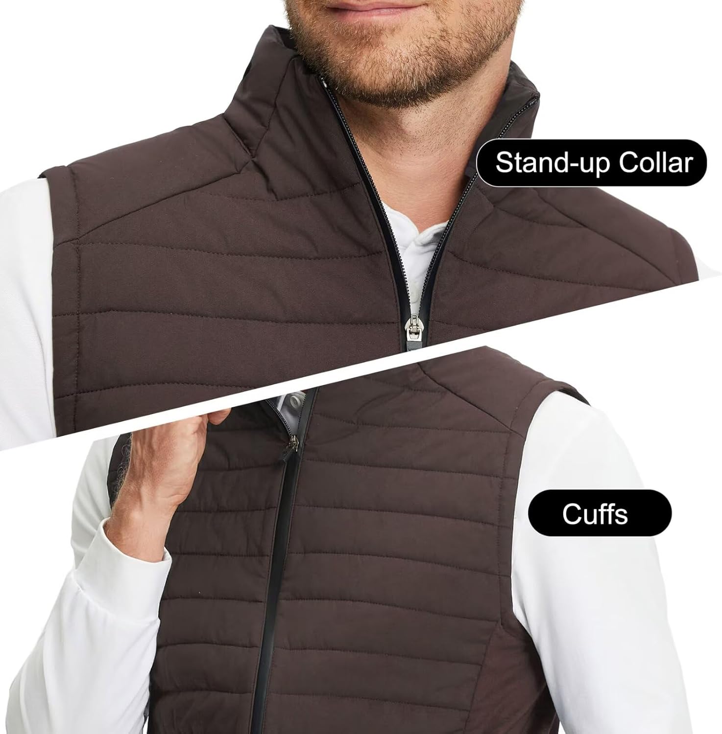 M MAELREG Mens Lightweight Puffer Vest Water-Resistant Winter Outerwear Full Zip Sleeveless Jacket for Outdoor Golf - Image 5