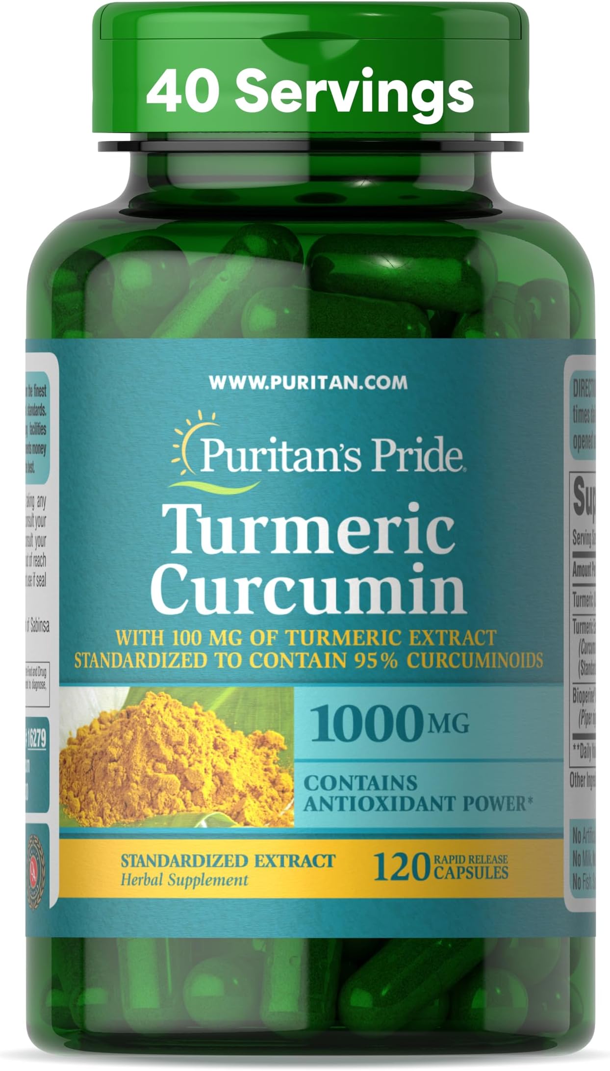 Turmeric Curcumin, 1000mg, 120 Rapid Release Capsules