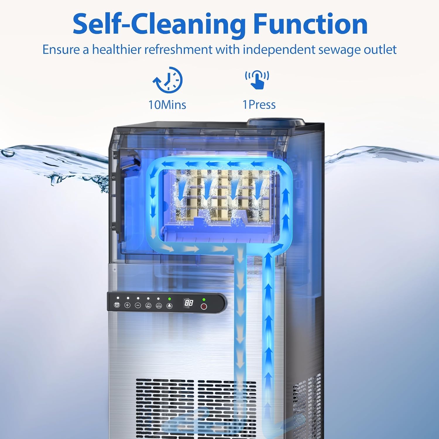 Commercial Ice Maker Machine, 120lbs/24H Stainless Steel Under Counter ice Machine with 45 Ice Cubes/Cycle, 2 Water Inlet Modes, Self Clean, 24H Timer,29LB Storage Bin for Bar, Coffee Shop, Home