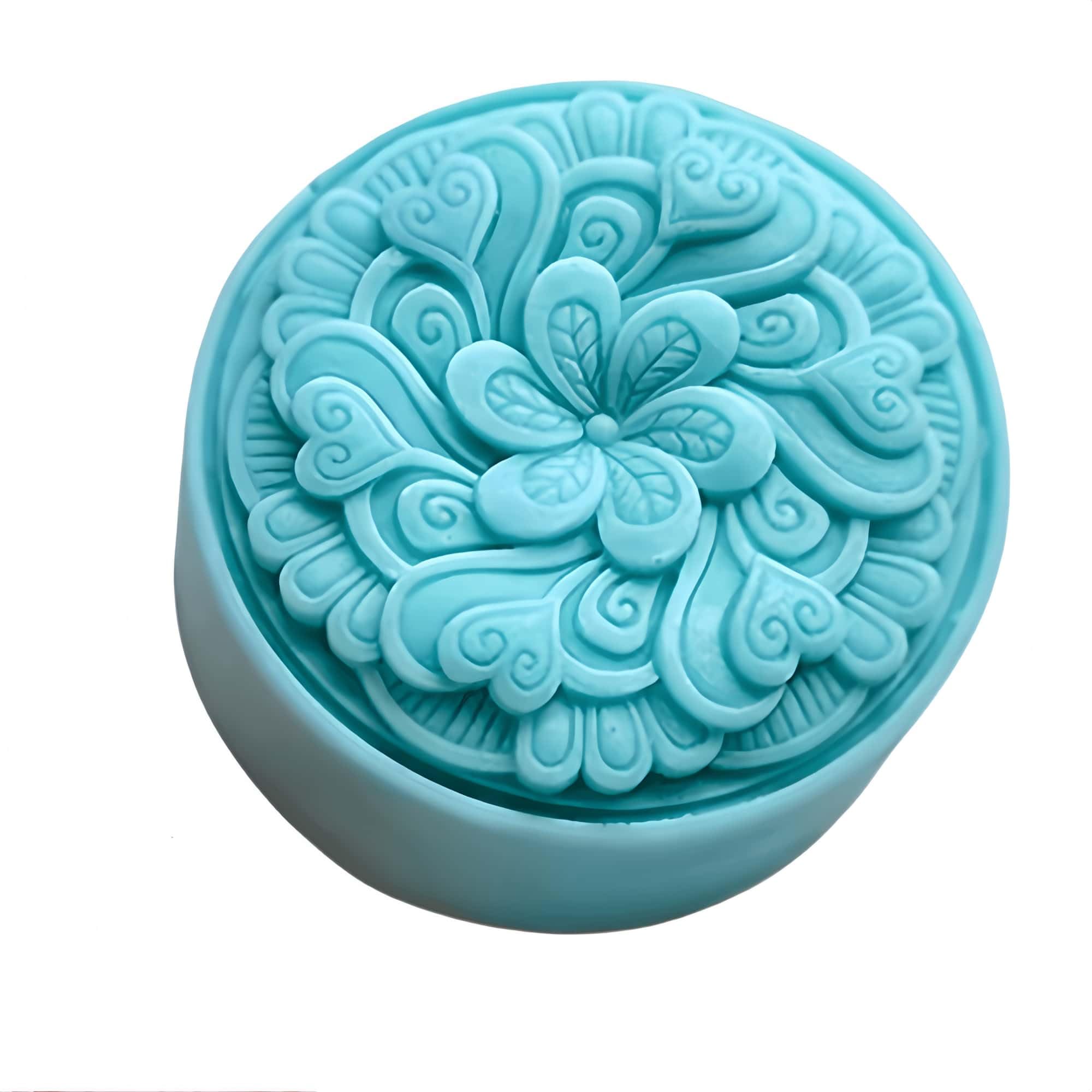 Molde de jabón de plumas de pavo real, moldes redondos de silicona para jabón natural, cera perfumada, pastel, molde difusor de yeso aromático