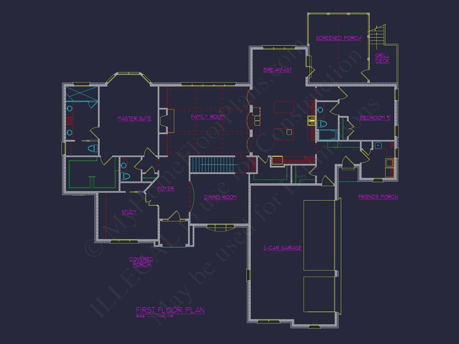 13-1355 HOUSE PLAN - Spacious House Plan with Architectural CAD Designs