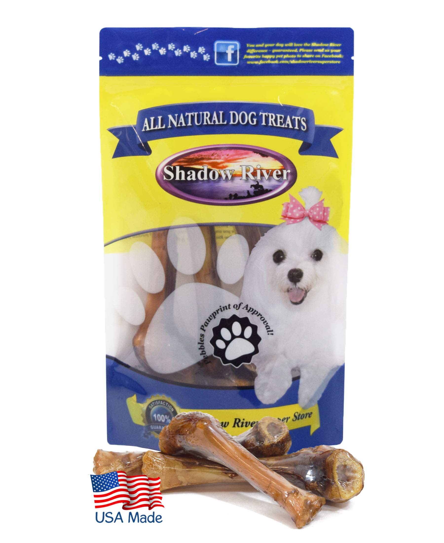 Shadow River Lamb Shank Bones for Small Dogs - 8 Pack Petite Size Premium All Natural Chew Treats