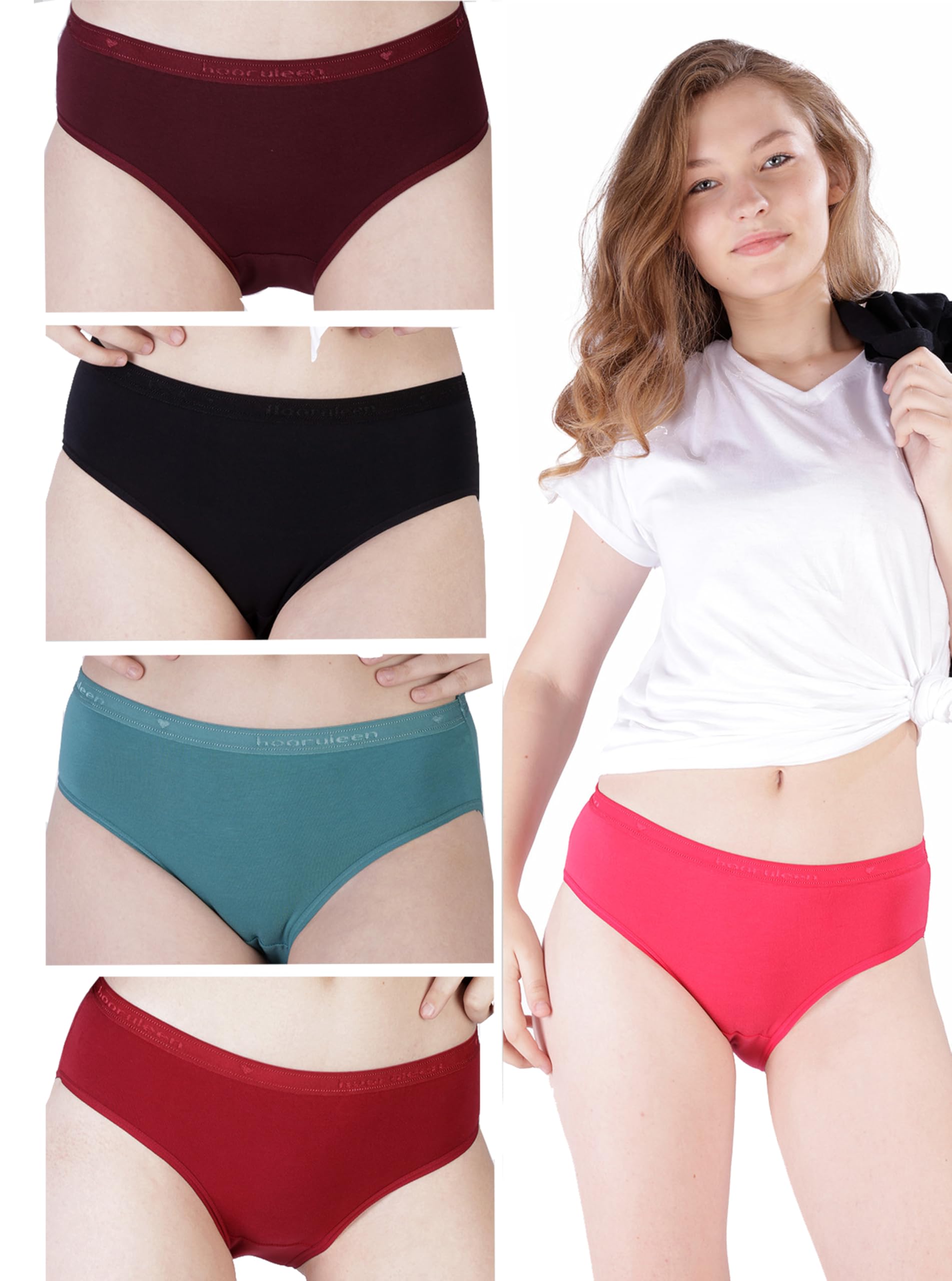 ESSAAngela Women's Briefs | Full Coverage,100% Cotton, Hosiery, Mid Waist | Outer Elastic Waistband | Hipsters, Underwear, Innerwear, Panties | Solid (Pack of 5) Multicolour-image-21