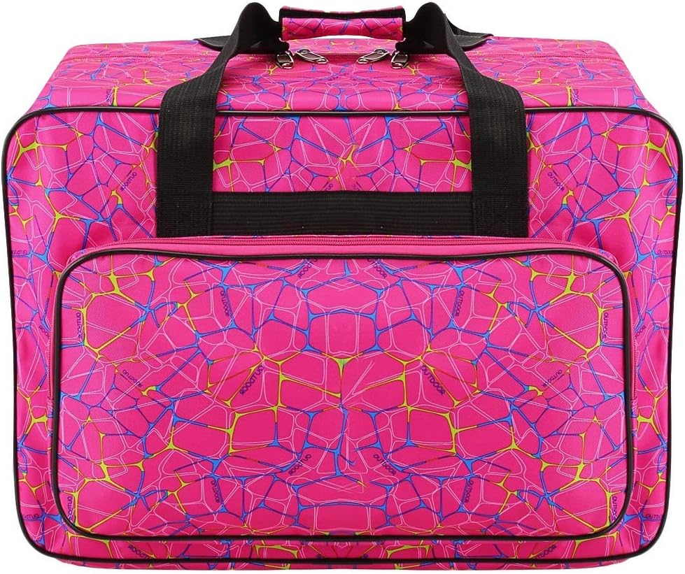 Borsa Per Macchina Da Cucire Con Stampo Foglia - Custodia In Nylon Impermeabile, Imbottita, Con Manici, 46x23x32cm, Blu