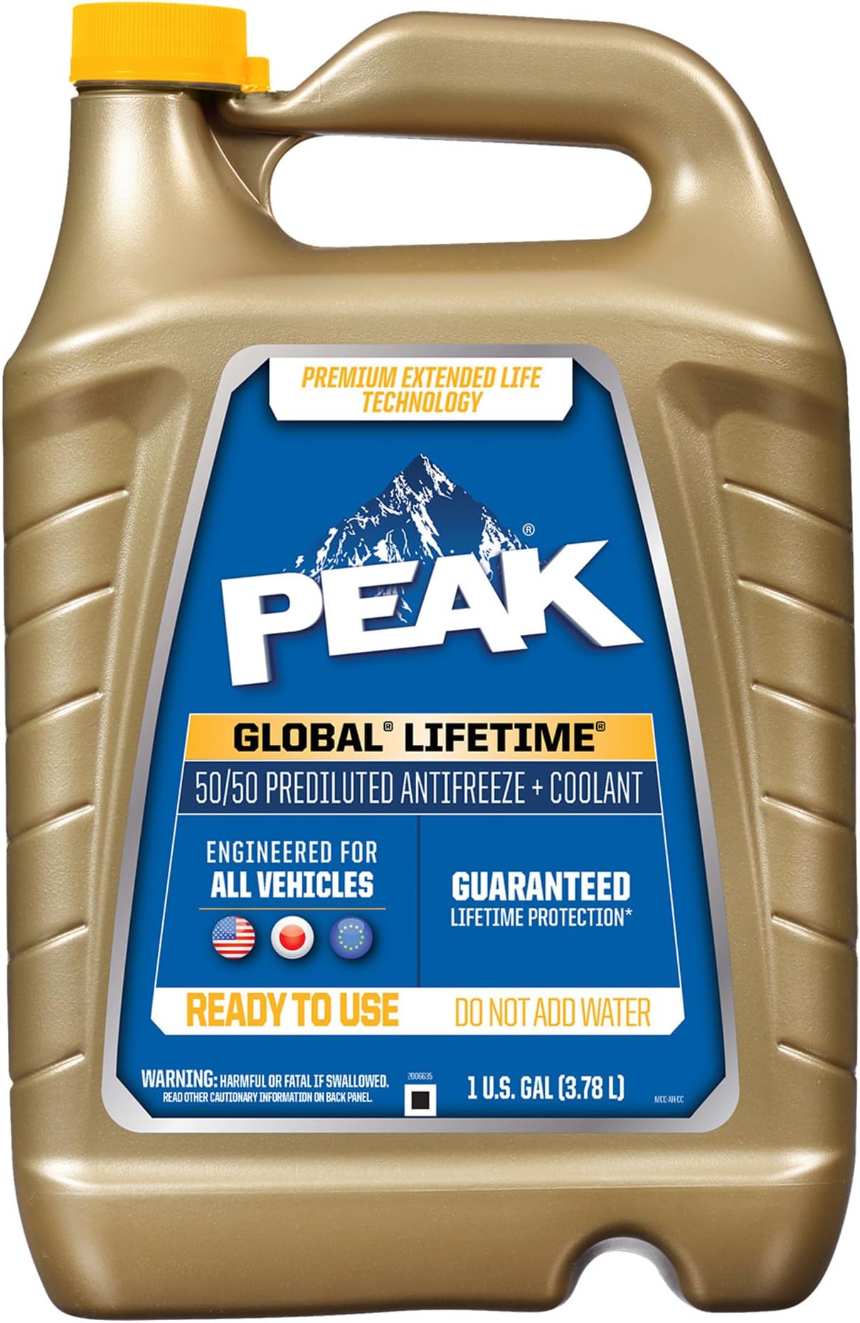 PEAK Global Lifetime 50/50 Prediluted Antifreeze and Coolant for All Vehicles, 1 Gal.