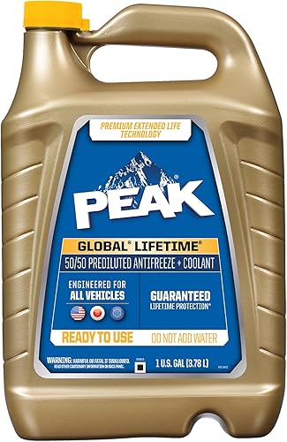 PEAK Global Lifetime 5050 Anticongelante prediluido y refrigerante para todos los vehículos, 1 galón