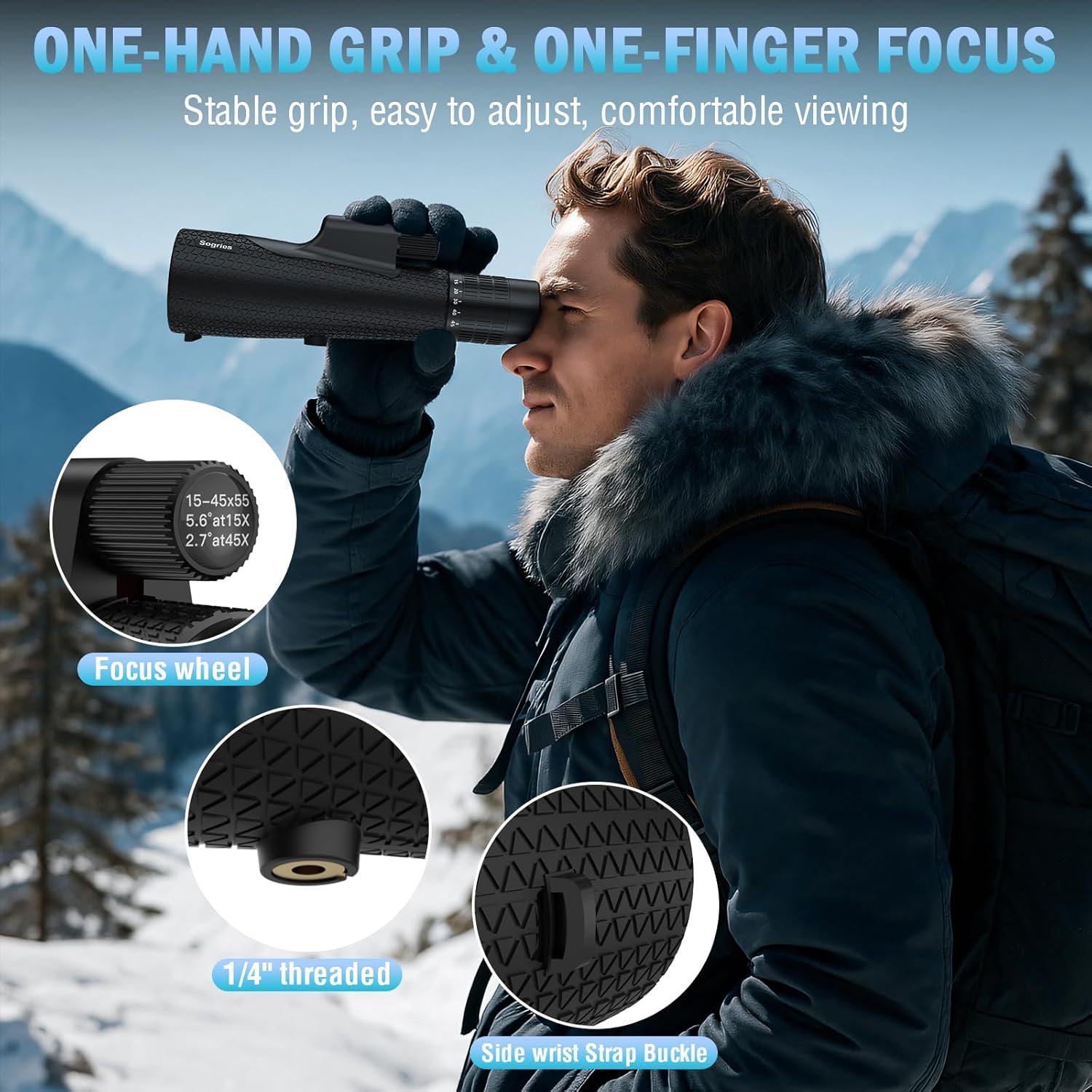 15-45x55 Zoom Monocular Telescope-High Power Monocular for Adults BAK4 Prism for Bird Watching and Traveling Concert - Image 5