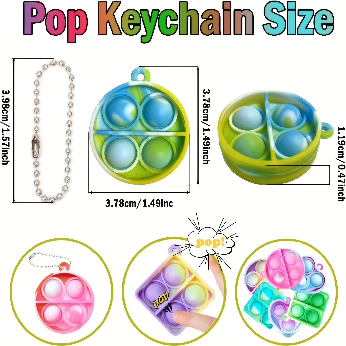 Party bag Fillers for Kids,30PCS Mini pop its Fidget Keyring for Kids Girls Boys Toddlers Christmas Stocking Stuffers Party Favors Gifts Stress Relief - Image 2