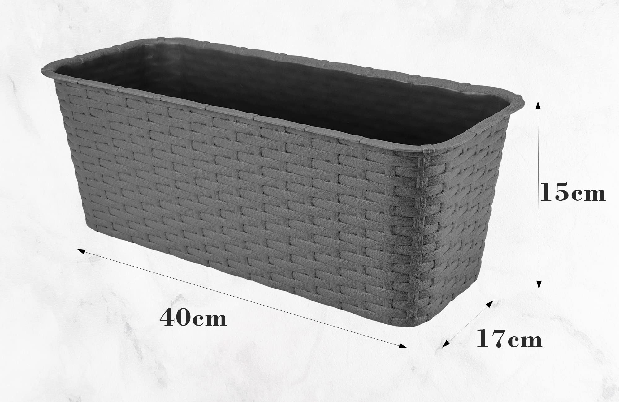 Verdenia 7002 - Vaso per fiori da balcone, leggero, decorativo per piante, per esterni, in plastica, balcone, giardino, in diversi colori, 40 cm