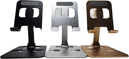 Miniatura 5 de Elegante soporte plegable ajustable para teléfonos Apple y Samsung, para escritorio o encimera, construcción de aluminio resistente, base de cuna