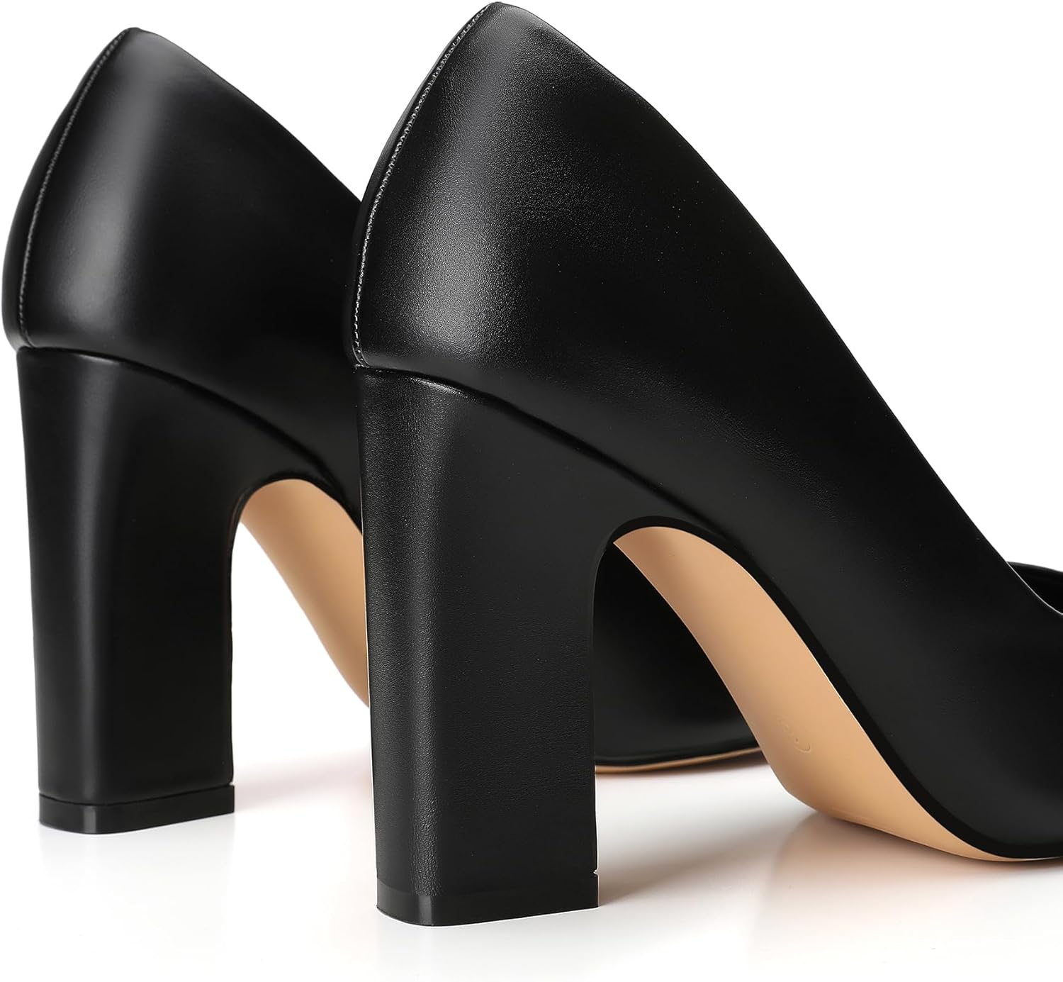 Trary Heels for Women Closed Pointed Toe Chunky Pumps Shoes Women Block High Heels Comfortable Slip-On Dress Office Party Wedding Shoes 3.54" Heel - Image 3