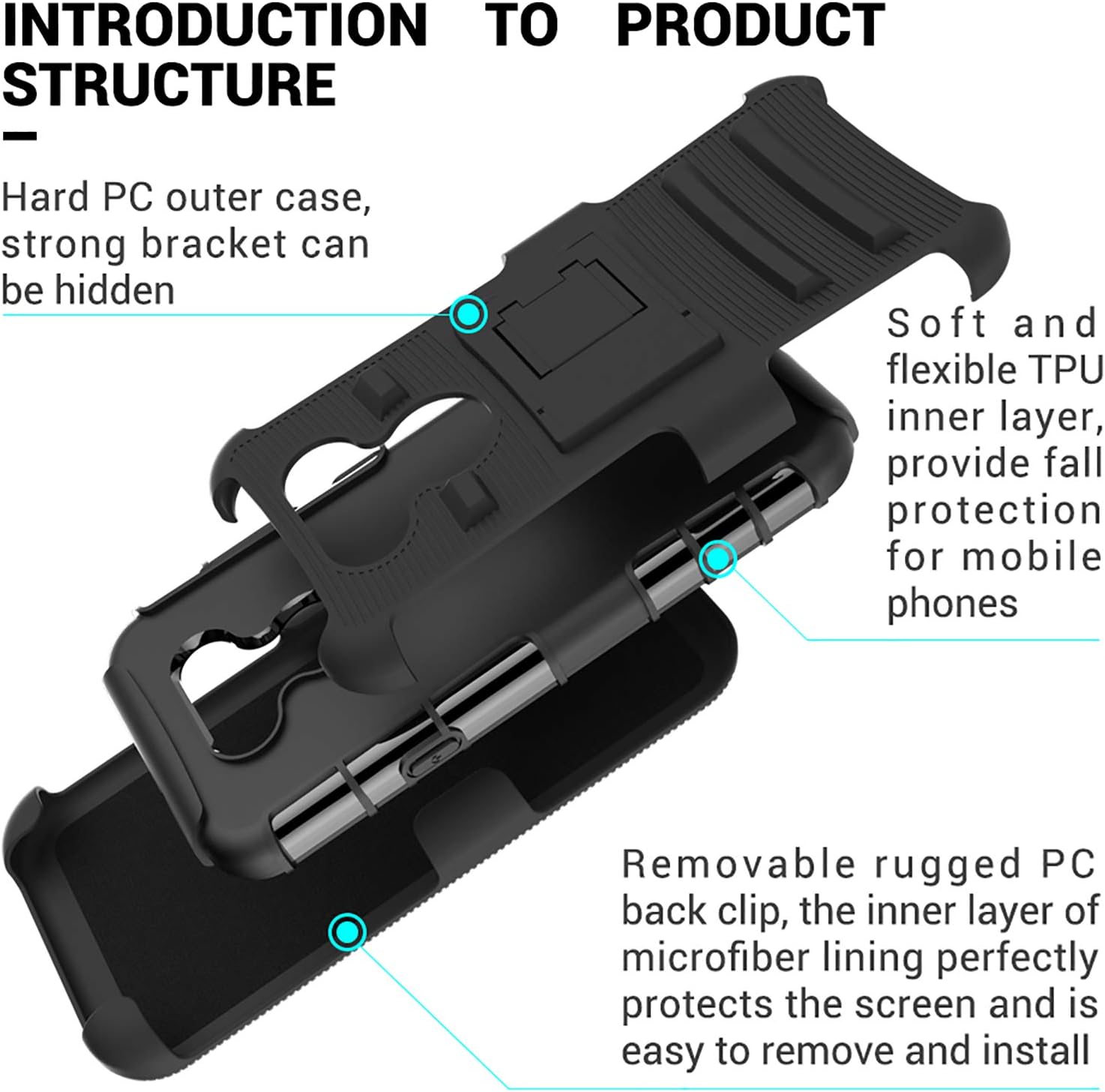 ChangeJ Compatible for LG Aristo 5 / LG Aristo 5 Plus / LG K31,LG K300 / LG Phoenix 5 / LG Fortune 3 / with Tempered Glass Screen Protector, Heavy Duty Holster Belt Clip Case for LG K31 - Black