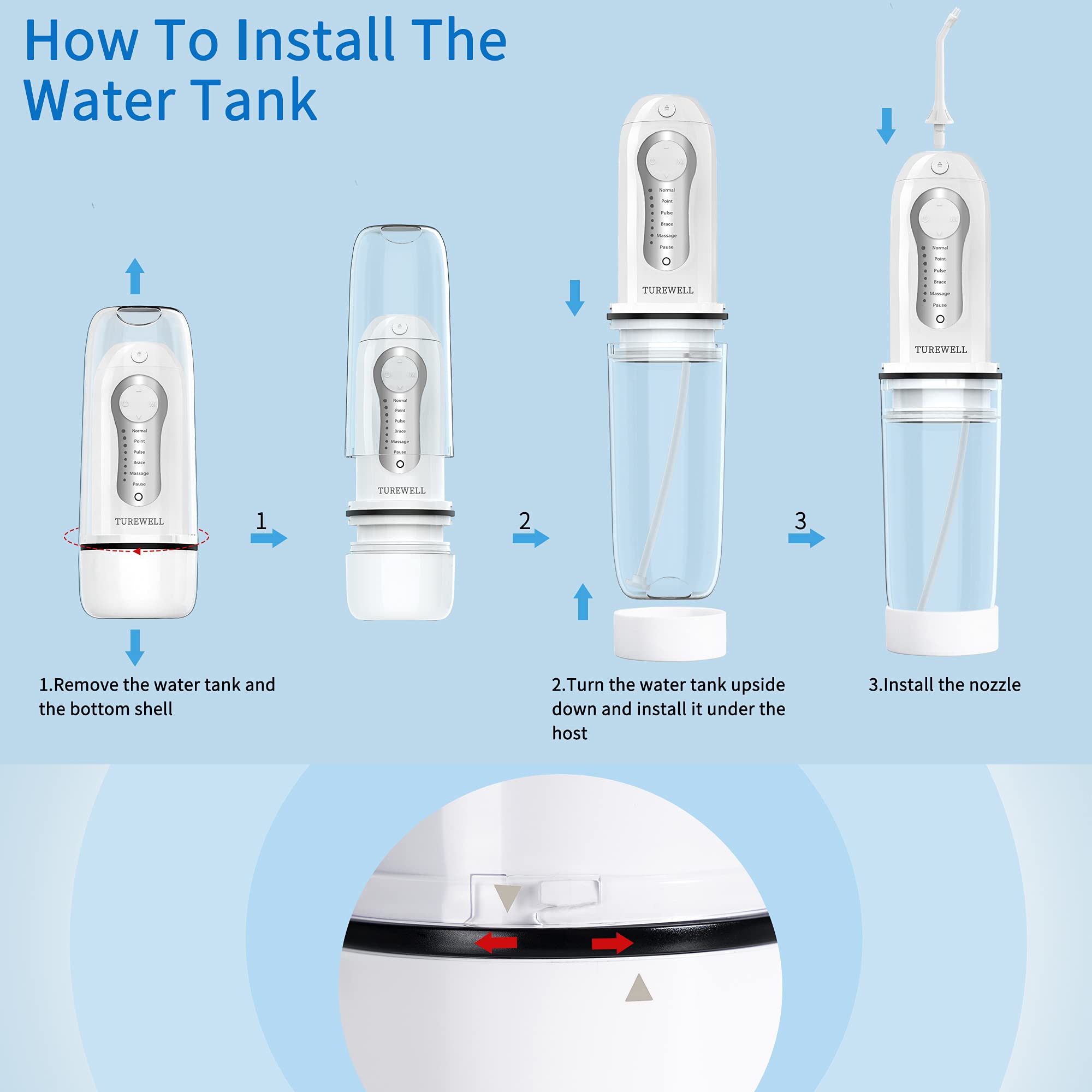Hydropulseur Dentaire Turewell FC165 - 8 Buses, 10 Réglages, Réservoir 600ml, Neuf