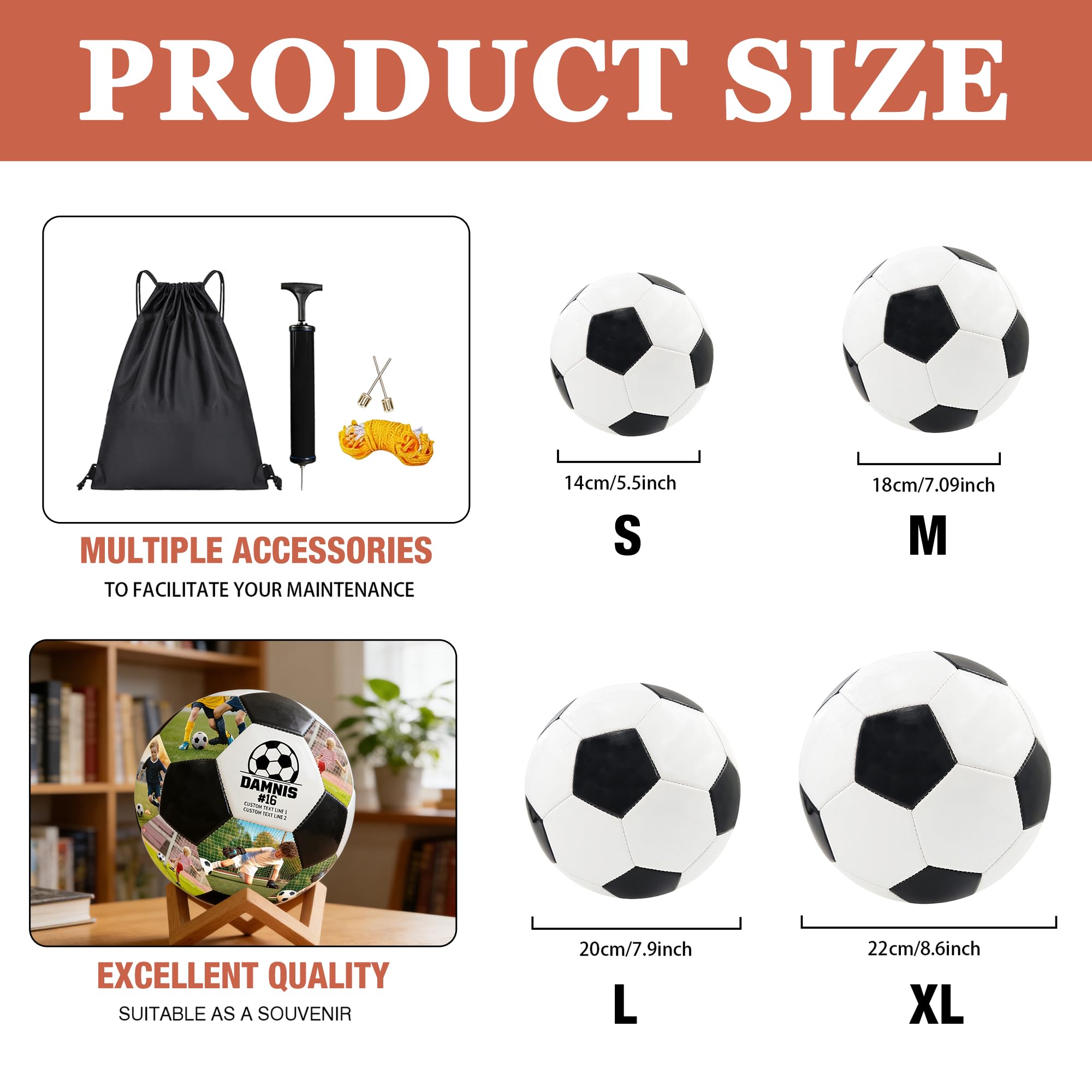 Pallone da calcio personalizzato con nome e foto, misure 5, 3 e 4, regalo per allenatori, papà, ragazzi, ragazze, appassionati di calcio, partite di calcio indoor/outdoor