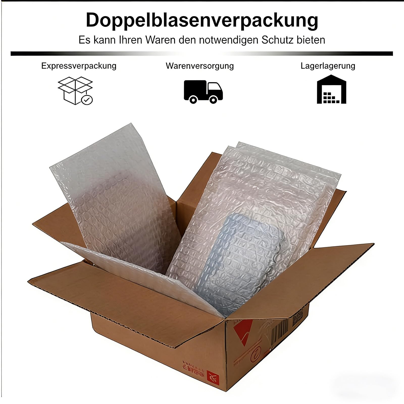 Luftpolsterbeutel 100 Stück, 20x25 cm, Doppelwandige, klare Luftpolstertaschen, nicht selbstversiegelnd. Luftpolsterumschläge sind ideal für Versand, Lagerung & Umzug