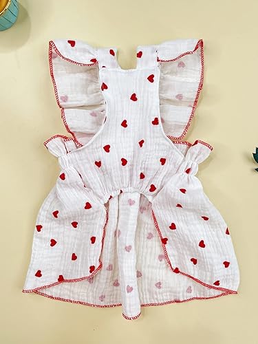 Miniatura 7 de QWINEE Vestido de perro y gato con estampado de corazón, decoración de lazo, lindo vestido para perro, falda tutú para cachorro, Chihuahua, Teddy