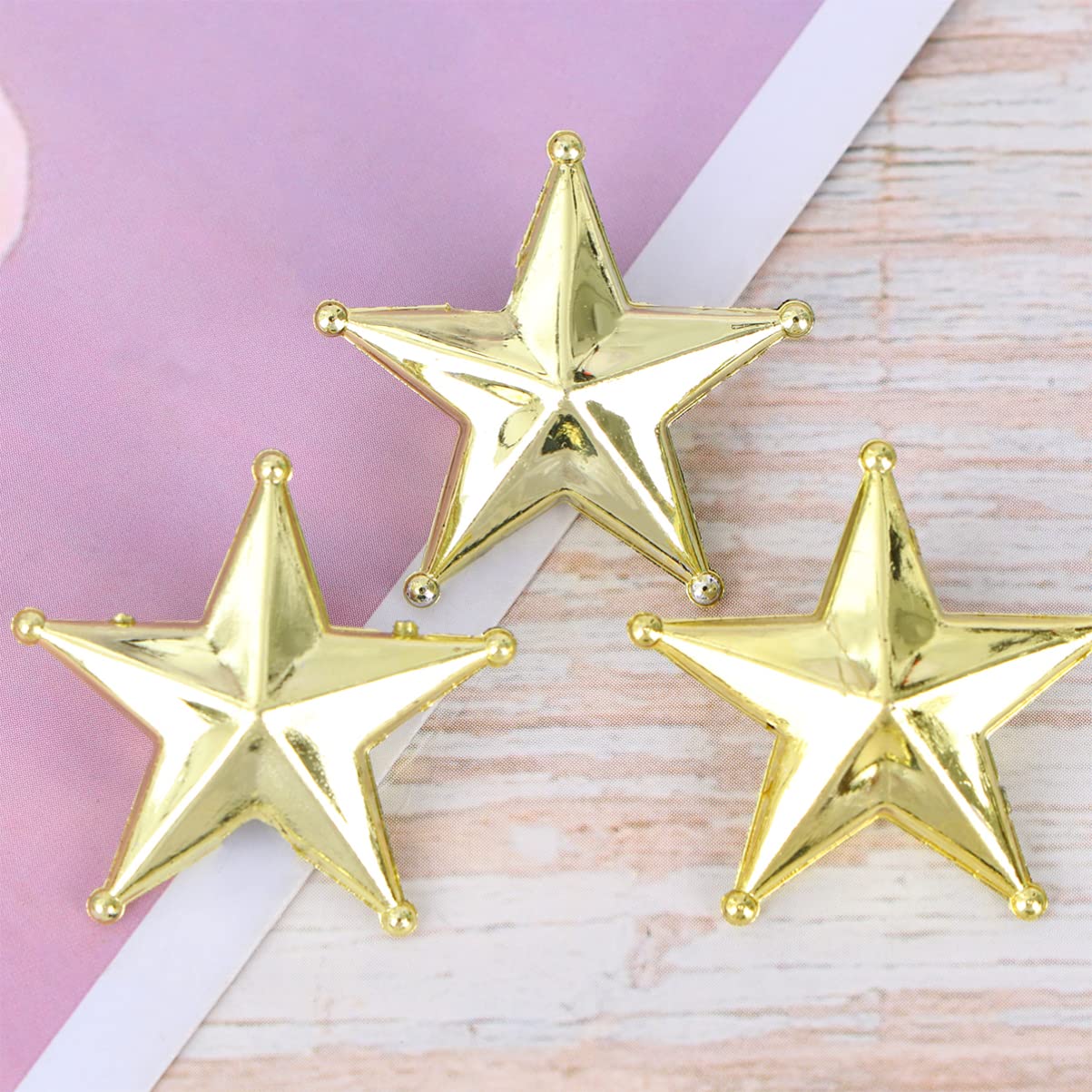 Mini étoiles Dorées 3D Pour Noël - Lot De 50 Pièces - Décoration D'arbre De Noël DIY - Idéal Pour Pointes De Sapin Ou Décoration De Fête