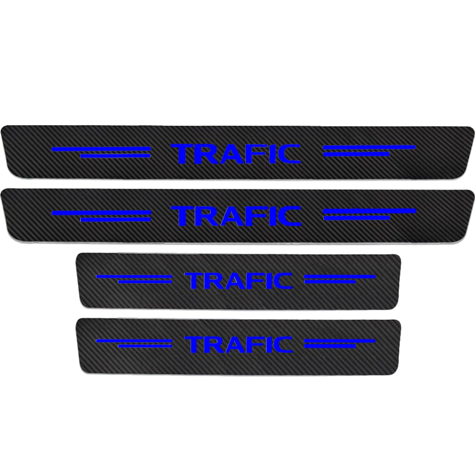 Klhywen Blue 4Pcs Car Door Sill Protector Strips Carbon Fiber Threshold Protective Film Kick Plate Cover Sticker For Ren-Ault Trafic 1 2 3 Car Accessories,
