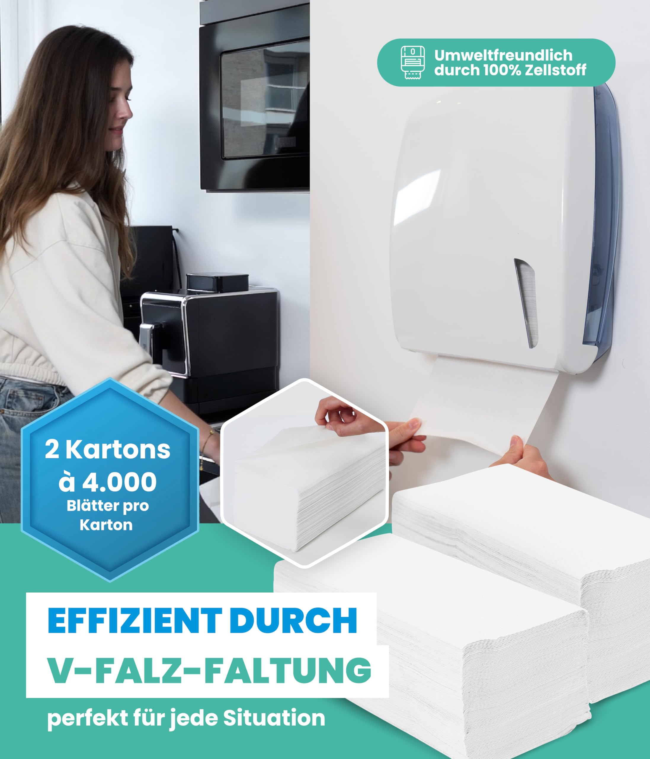 Papierhandtuch, Z-Falz, 2-lagig, Zellstoff hochweiß, 20,6 x 24 cm, 3 Papierhandtuch, Z-Falz, 2-lagig, Zellstoff hochweiß, 20,6 x 24 cm, 3
