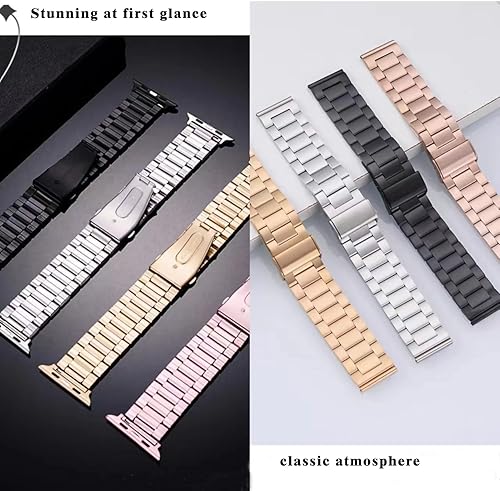 Miniatura 7 de KAMINRUN Bandas de malla metálica compatibles con reloj de 1.654 in, 1.732 in, 1.772 in, 1.929 in, correa magnética de acero inoxidable para iWatch