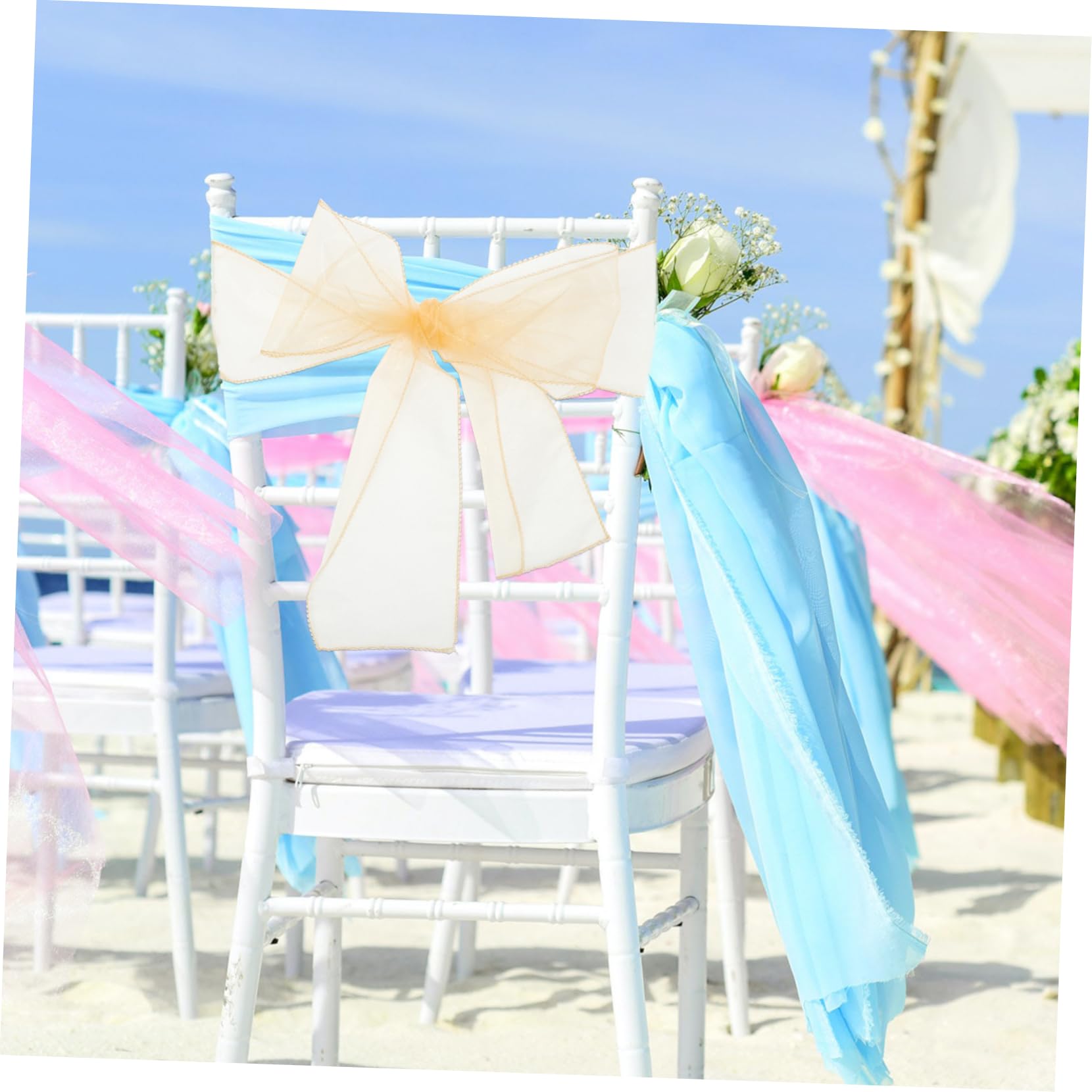 Vaguelly Fascia per Schienale Sedia 25 Pezzi in Organza Oro