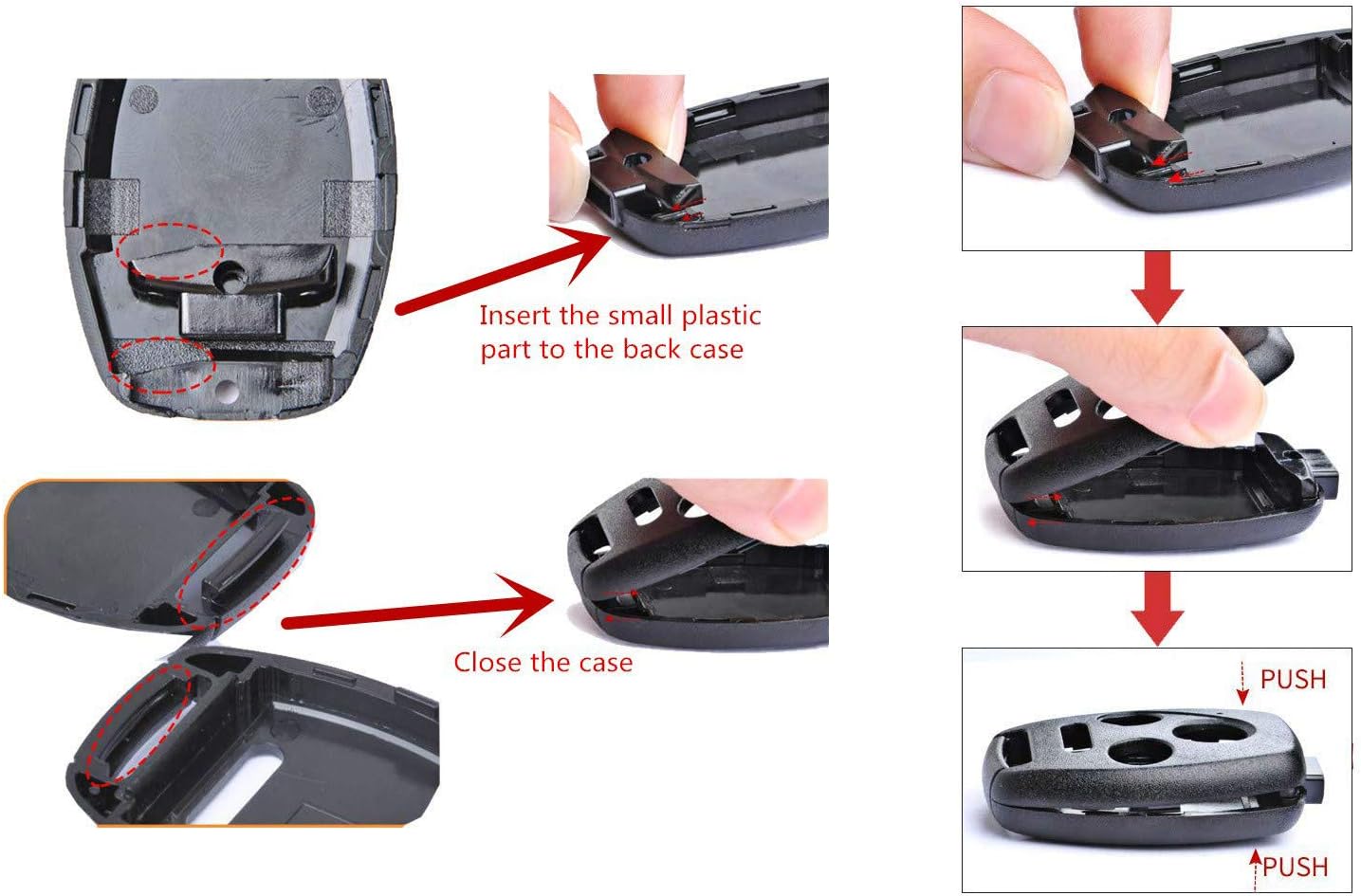 2+Panic Buttons Replacement Key Fob Case Fit for Honda 2003-2007 Accord 2005-2006 CR-V Ridgeline Civic Remote Control Key Combo Keyless Entry Car Key Shell Casing Blank Without Blade (2+1 Buttons)