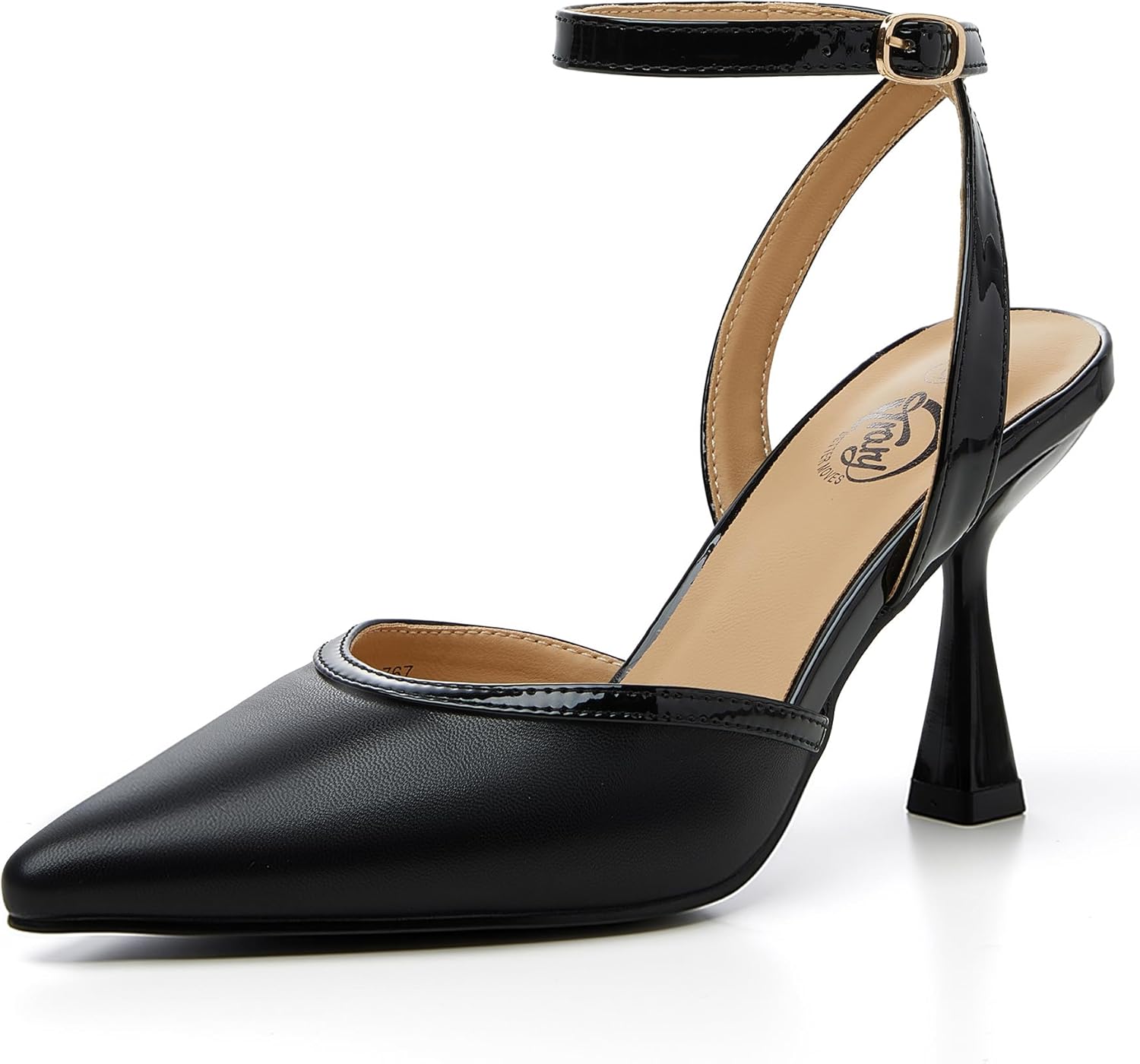 Trary Heels Women Pumps Closed Toe Ankle Strap Pointed Toe Heeled Sandals for Women Stiletto Wedding Dress Shoes