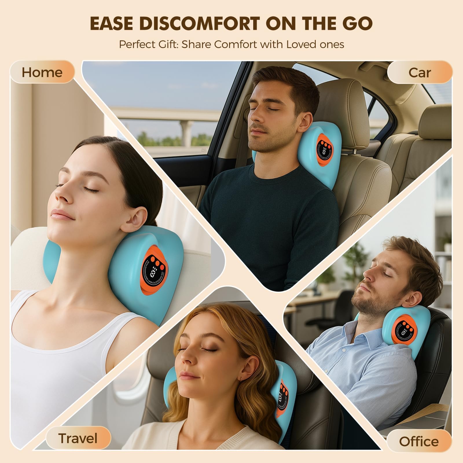Appareil De Massage Cervical, Appareil De Massage Electrique Chauffant Portable Pour Le Cou Avec Télécommande, Masseur Cervical, Idéal Pour Les Voyages Et Les Employés De Bureau