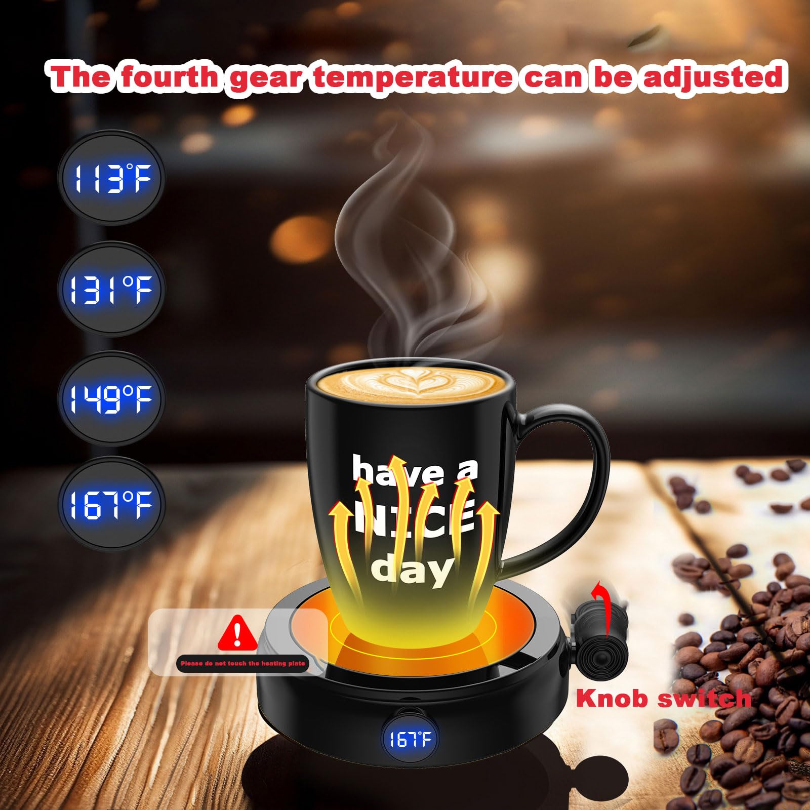 Mok warmer, koffiewarmer, slimme mok warmer, bureau-koffieverwarmer, slimme koffiekopverwarmer en theewarmer voor bureau voor het presenteren draadloze, warmer met constante 55 °C