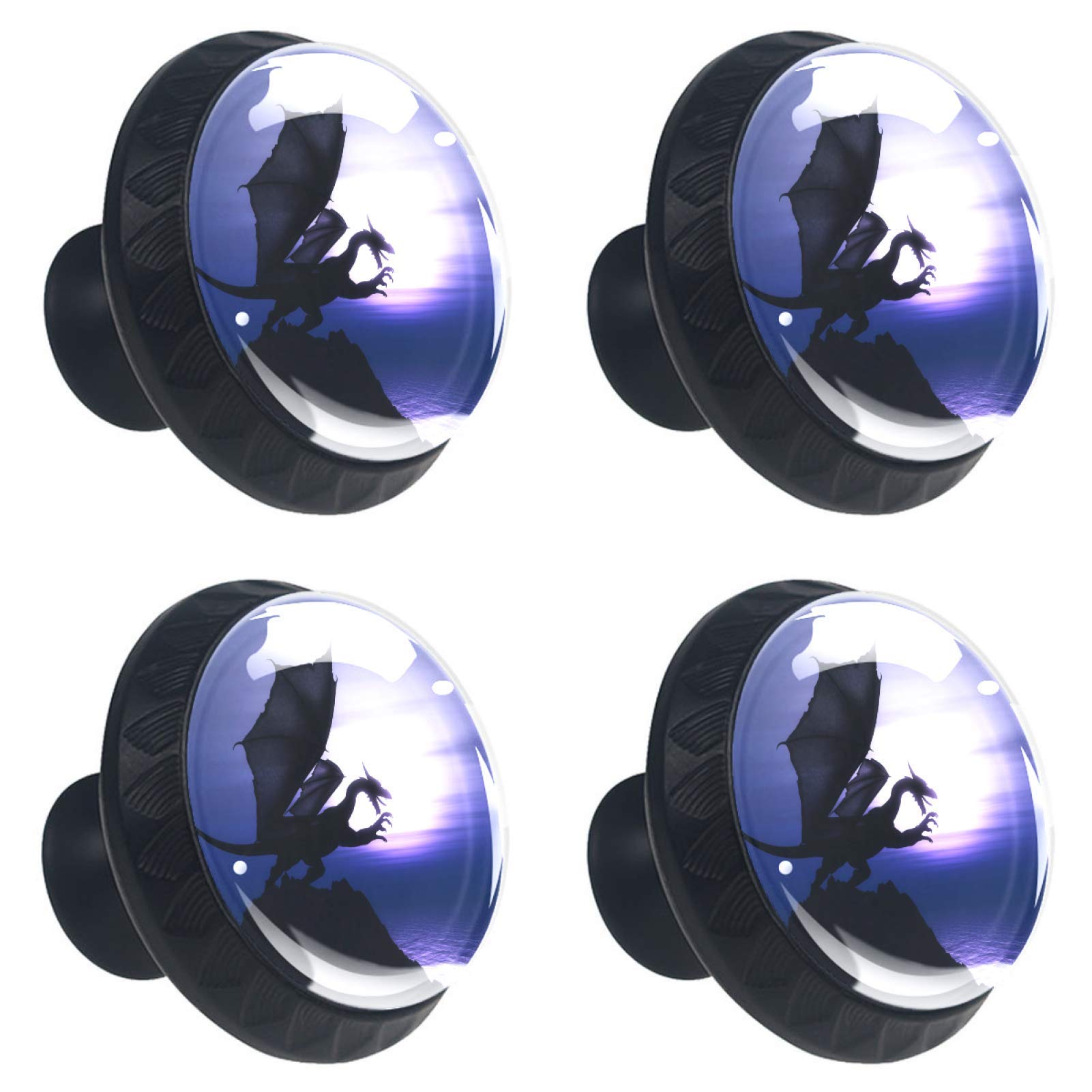 Boutons de placard ronds en verre motif dinosaure 30mm x4