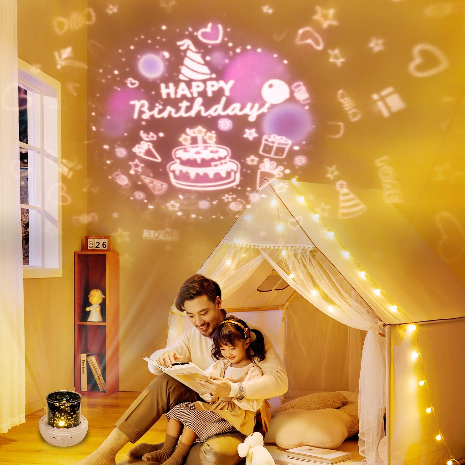21 Sets of Films, Kids Night Light Projector, Projector Night Light for Kids Bedroom, Ceiling, Star Galaxy Projector for Baby Toddler Girls with 360° Rotating, Birthday, Christmas, Nursery, Room Decor