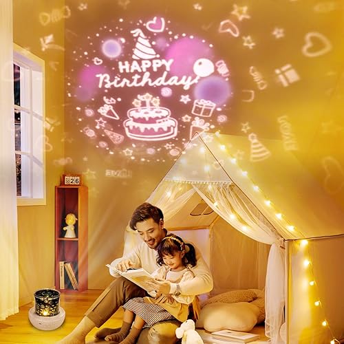 Vista 5 de 21 juegos de películas, proyector de luz nocturna para niños, proyector de luz nocturna para dormitorio de niños, techo, proyector de galaxia