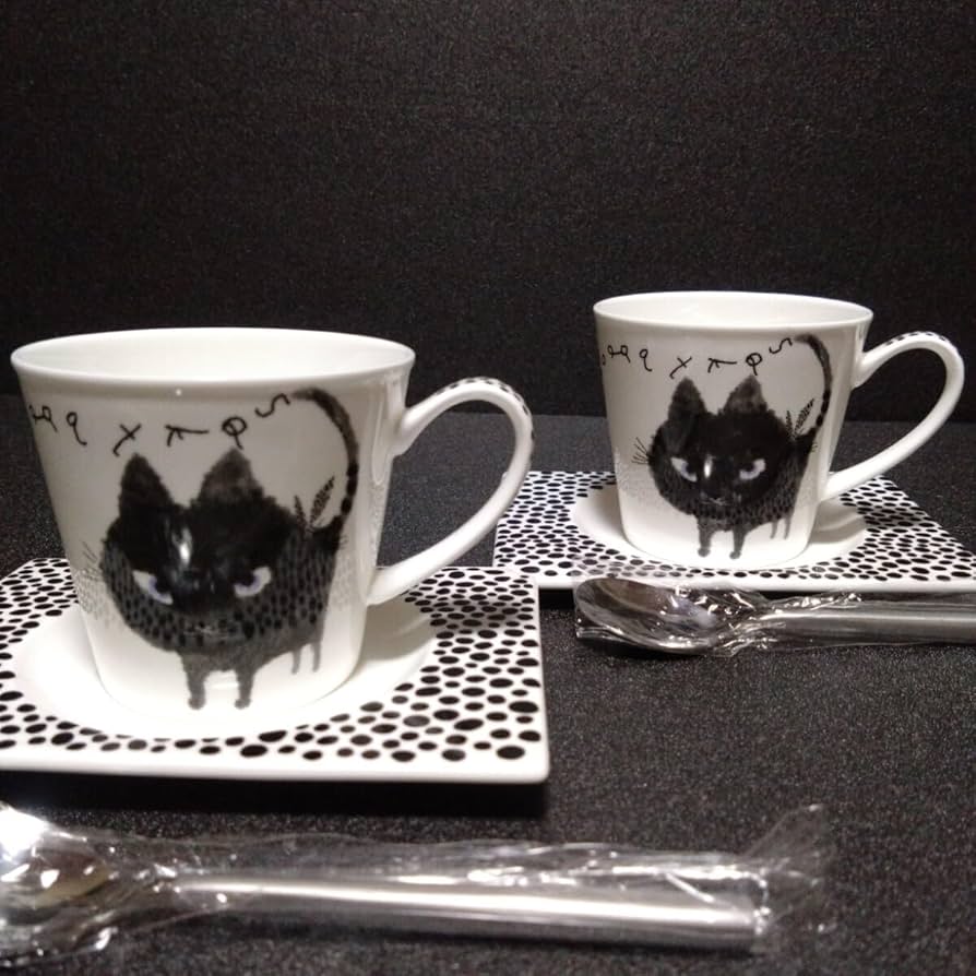 Amazon.co.jp: Shinzi Katoh ティーカップ ペアセット 黒猫 ペア
