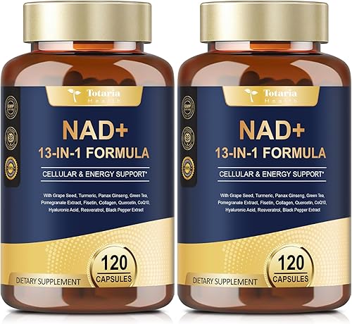 Totaria Suplemento NAD para mujeres y hombres con nicotinamida ribósido resveratrol, quercetina, betaína Boost NAD+ NAD+ NAD Plus Suplemento para