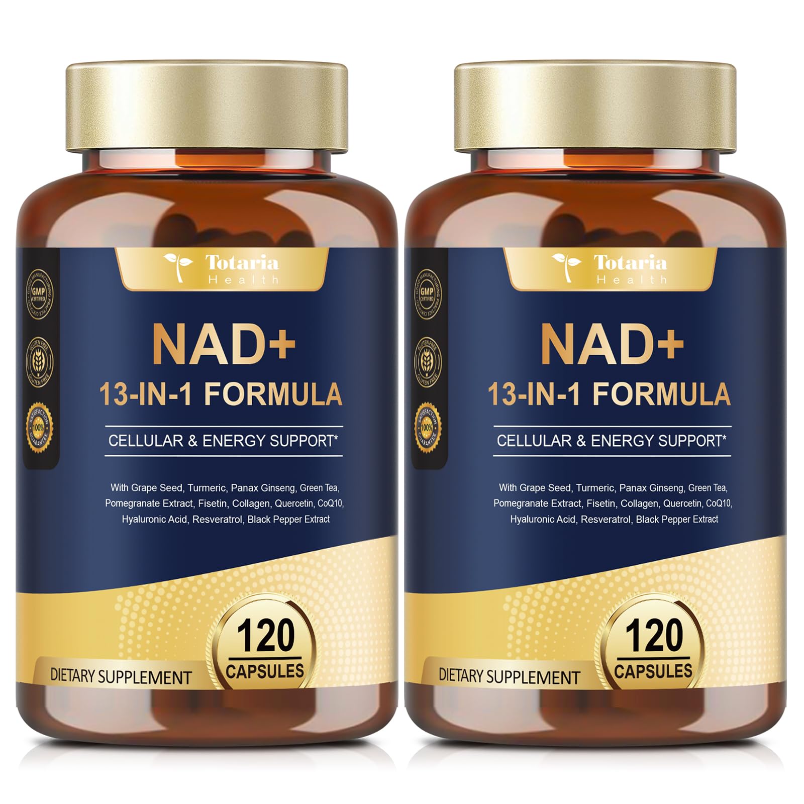 (2 Packs) NAD Supplement for Women Men with nicotinamide riboside resveratrol,Quercetin, Betaine Boost NAD+ Levels NAD Plus Supplement for Anti Aging, Energy, Immune, Focus 120 Capsules