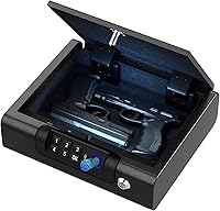 Vista 10 de Caja fuerte para pistolas, caja fuerte biométrica para pistolas de 3 formas de desbloqueo con identificación de huellas dactilares, PIN digital