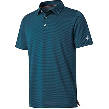 Mens Golf Shirt Moisture Wicking Dry Fit Performance Sport Short Sleeve Striped Golf Polo Shirts for Men