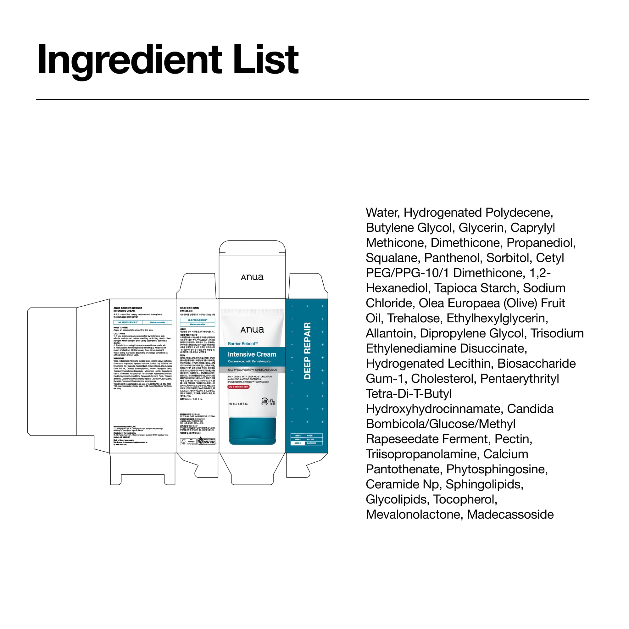 ANUA Barrier Reboot Intensive Cream with Madecassoside & Panthenol