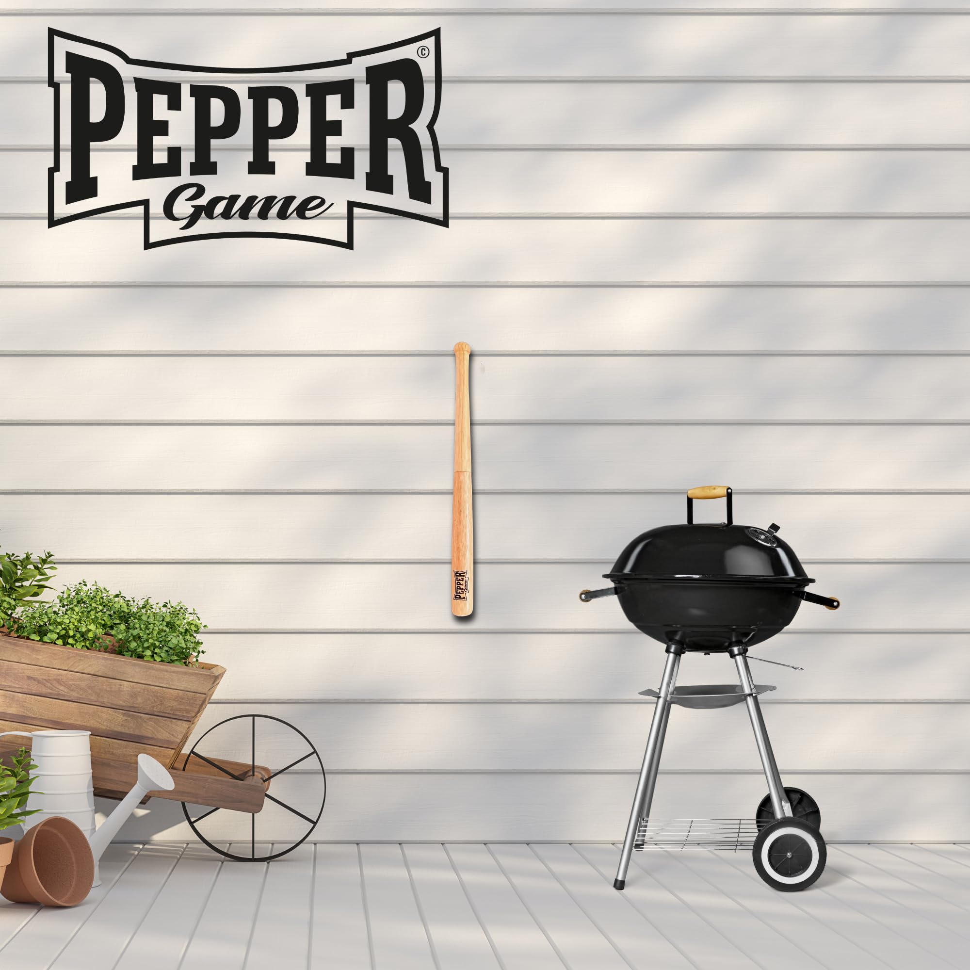 Macinapepe Pepper Game | 71 cm mazza da baseball | macina pepe in ceramica | legno di albero di gomma | con supporto a parete in acciaio inox | grande macinapepe legno | macina pepe | macina
